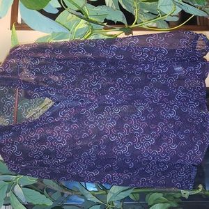 Apt 9 Sheer Button Purple Print Blouse 1X